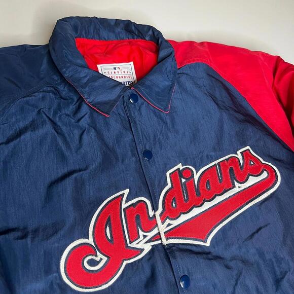 Vintage Cleveland Indians MLB Starter Jacket L Red Blue Two-Tone Genuine 90s - Picture 8 of 8